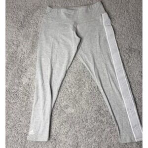 Adidas Womens  Large Grey Crop Leggings Side Stripe Logo Capri Pants